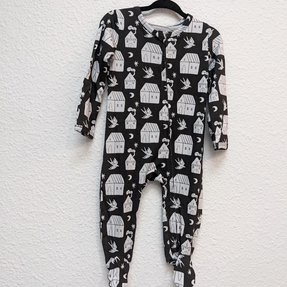Kate Quinn Long Sleeve Zipper Footie Little Houses Bamboo - 0-3m